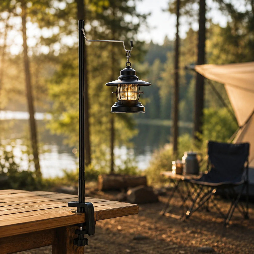 Arkenor Camping-Lampenständer – Faltbarer Laternenhalter mit Tischklemme