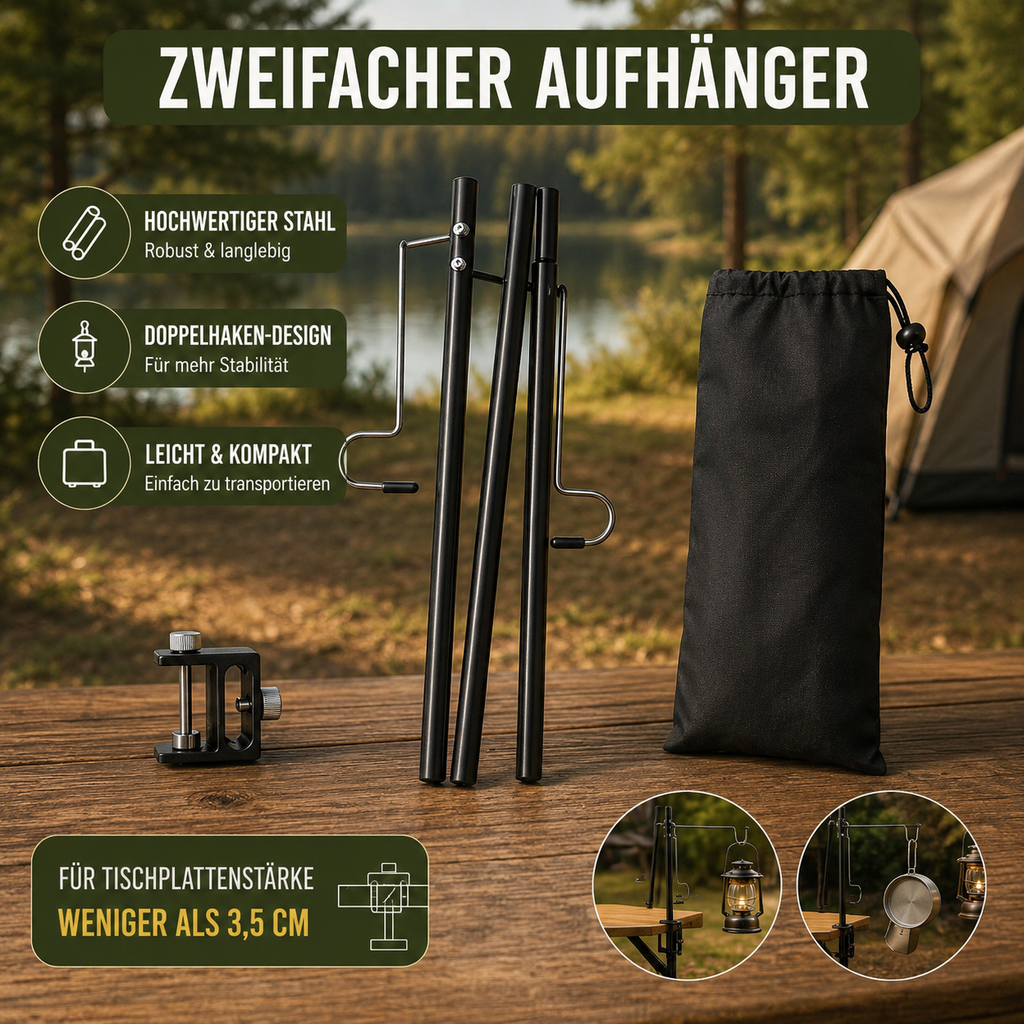 Arkenor Camping Lamp Stand - Foldable Lantern Holder with Table Clamp