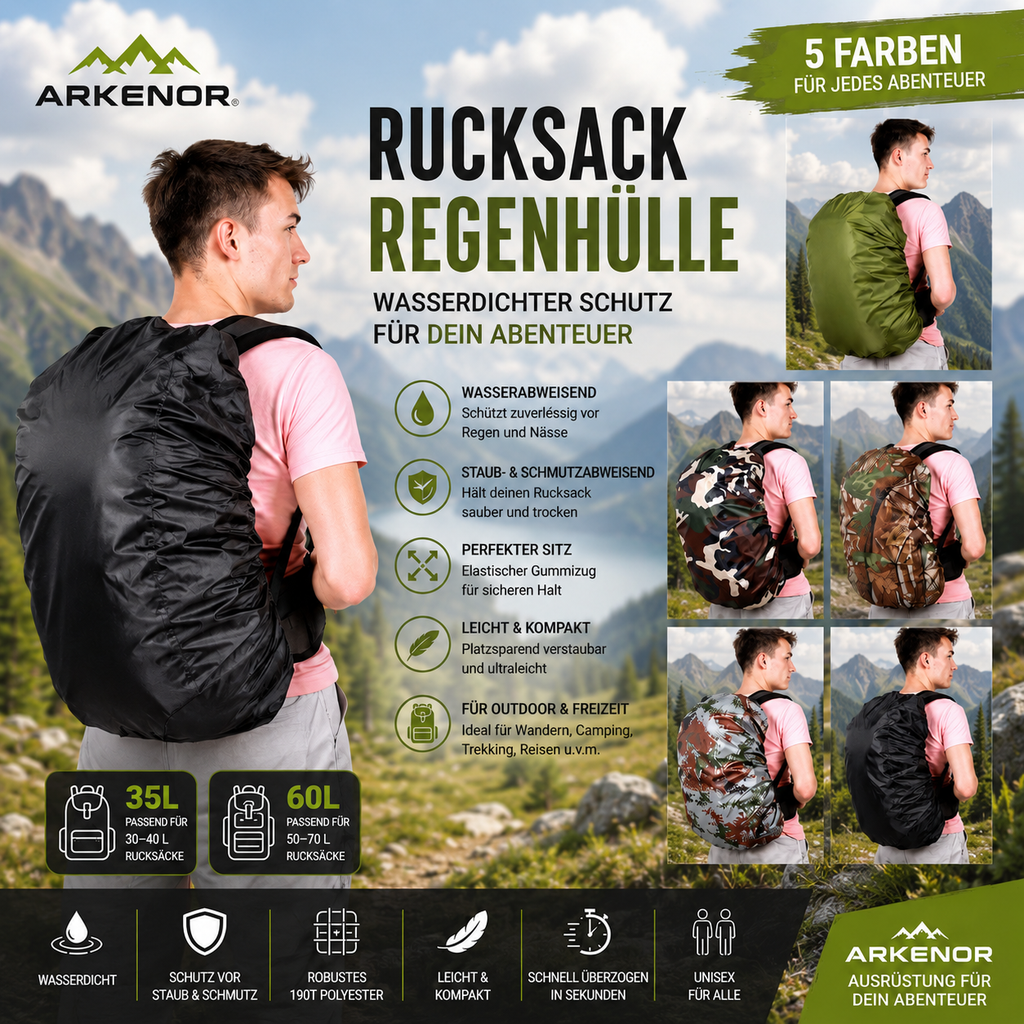35L/60L Outdoor Camping Hiking Mountaineering Backpack Bag Waterproof Rain Cover