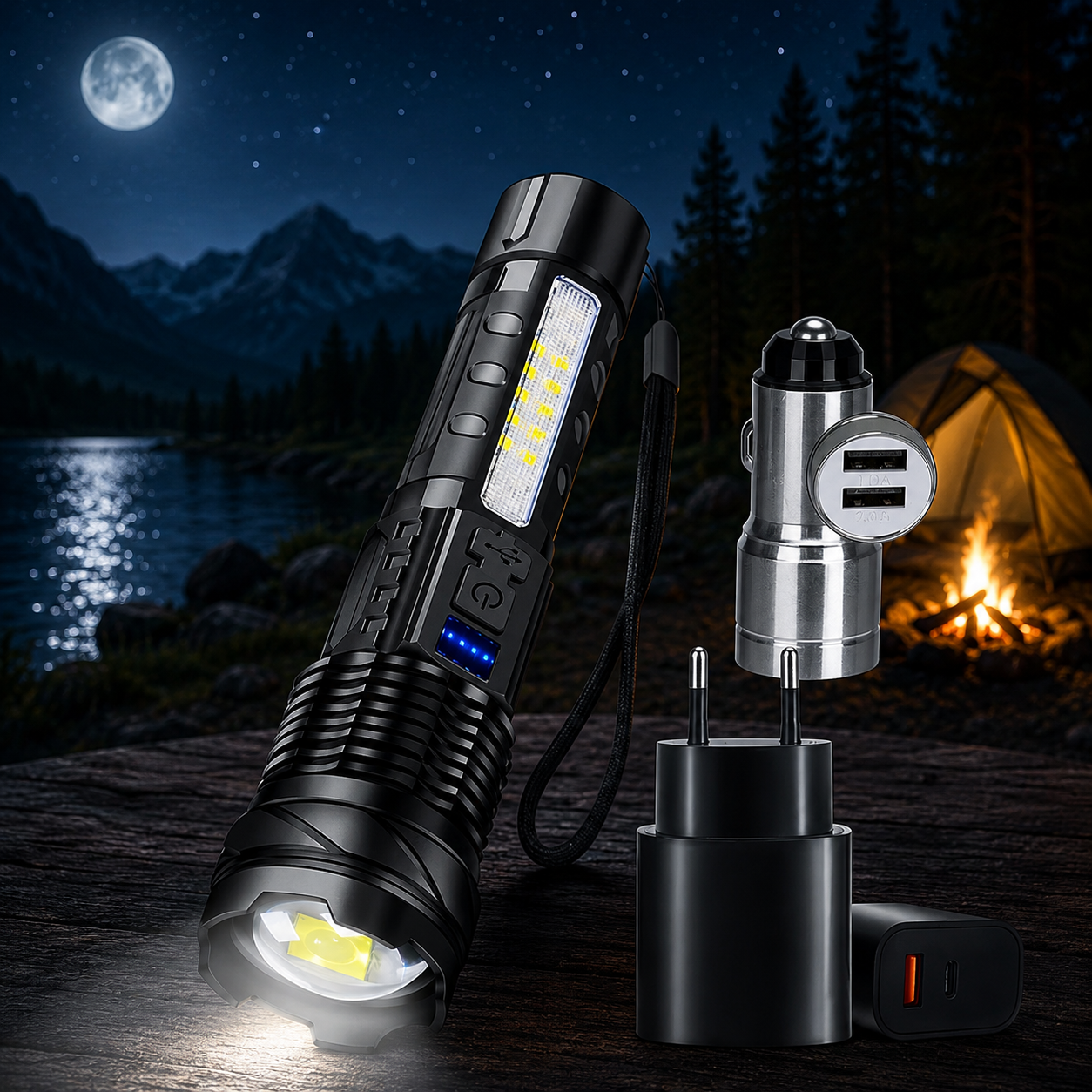 Arkenor LED-Taschenlampe XHP70 – Wiederaufladbar | 2300 Lumen