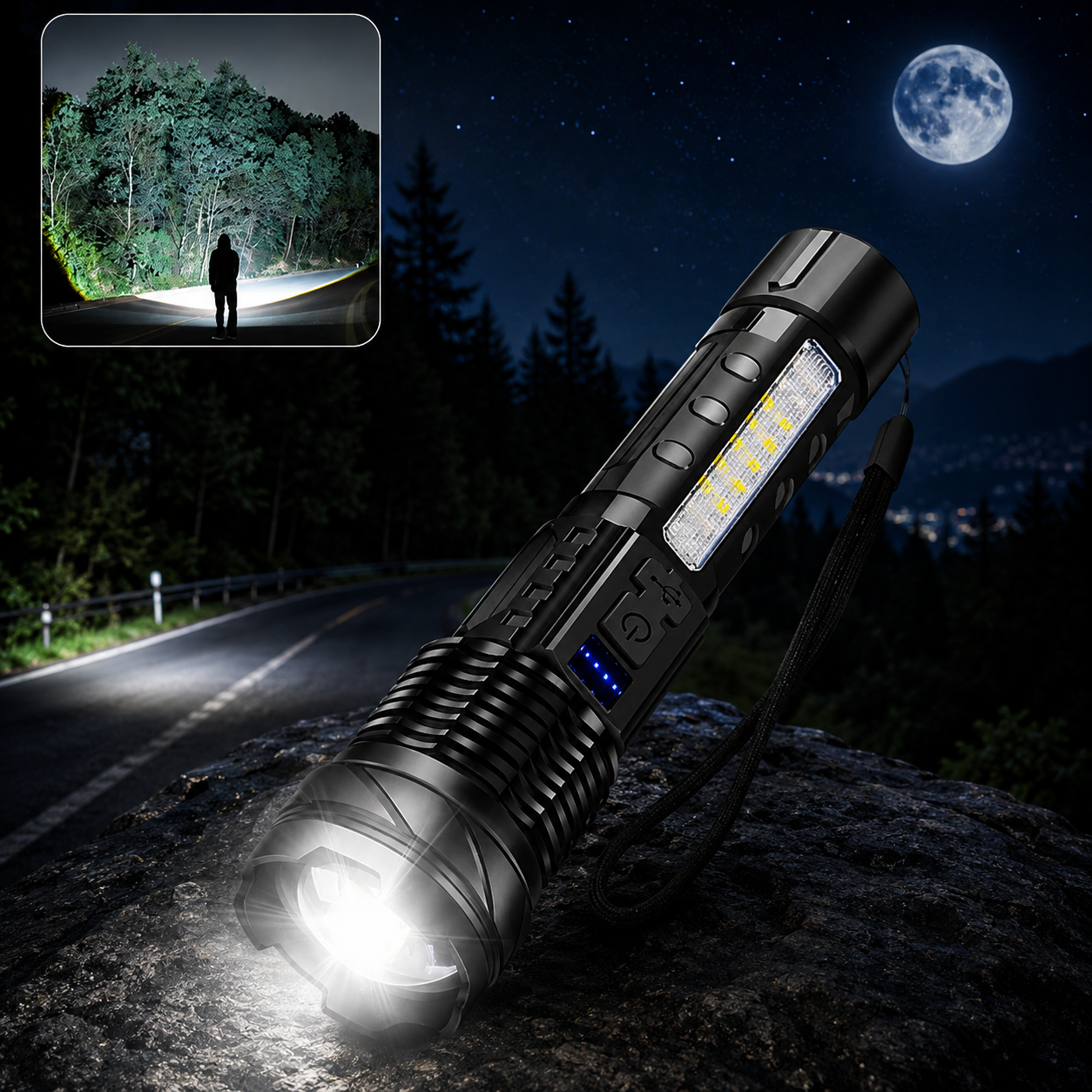 Arkenor LED-Taschenlampe XHP70 – Wiederaufladbar | 2300 Lumen