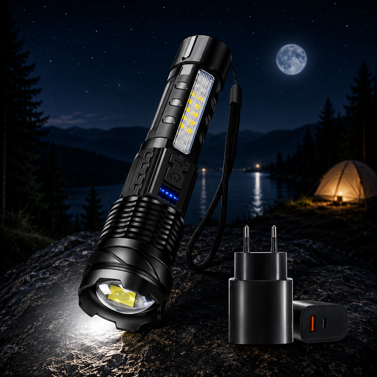 Arkenor LED-Taschenlampe XHP70 – Wiederaufladbar | 2300 Lumen