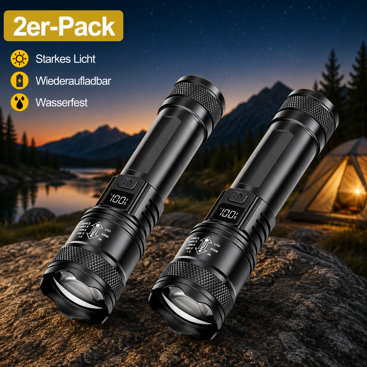 Arkenor LED-Taschenlampe mit Teleskop-Zoom