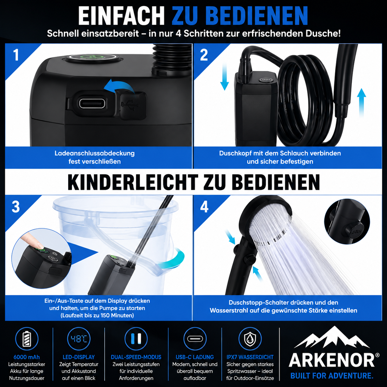 Arkenor Mobile Camping-Dusche