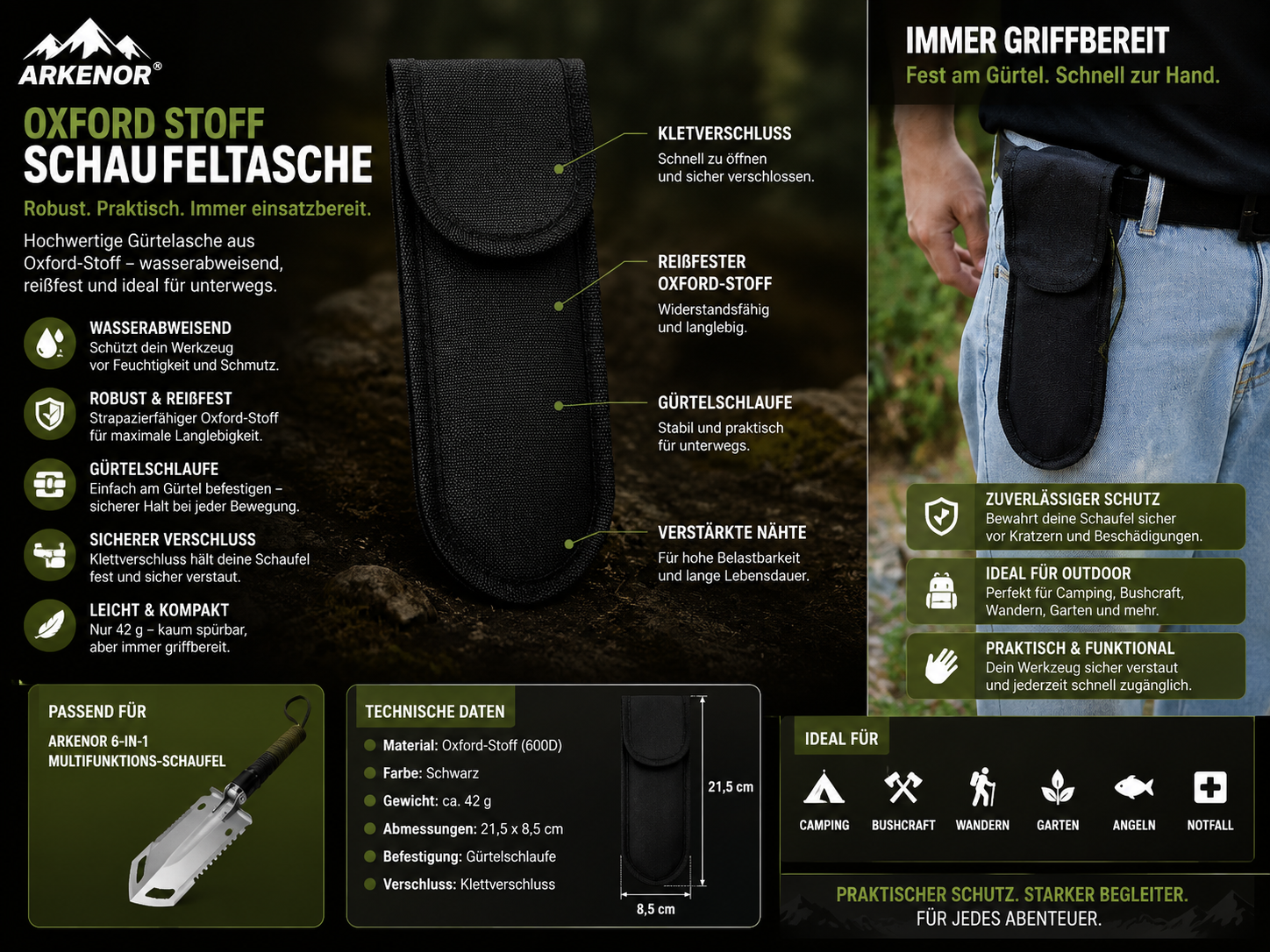 Arkenor 6-in-1 Camping- & Gartenschaufel