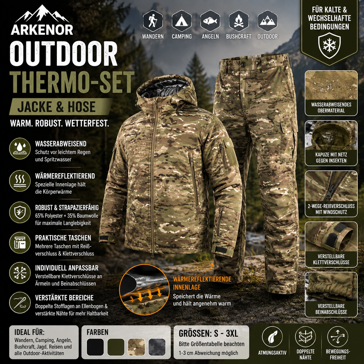 ARKENOR Outdoor Thermo-Bekleidung – warm, robust & wetterfest