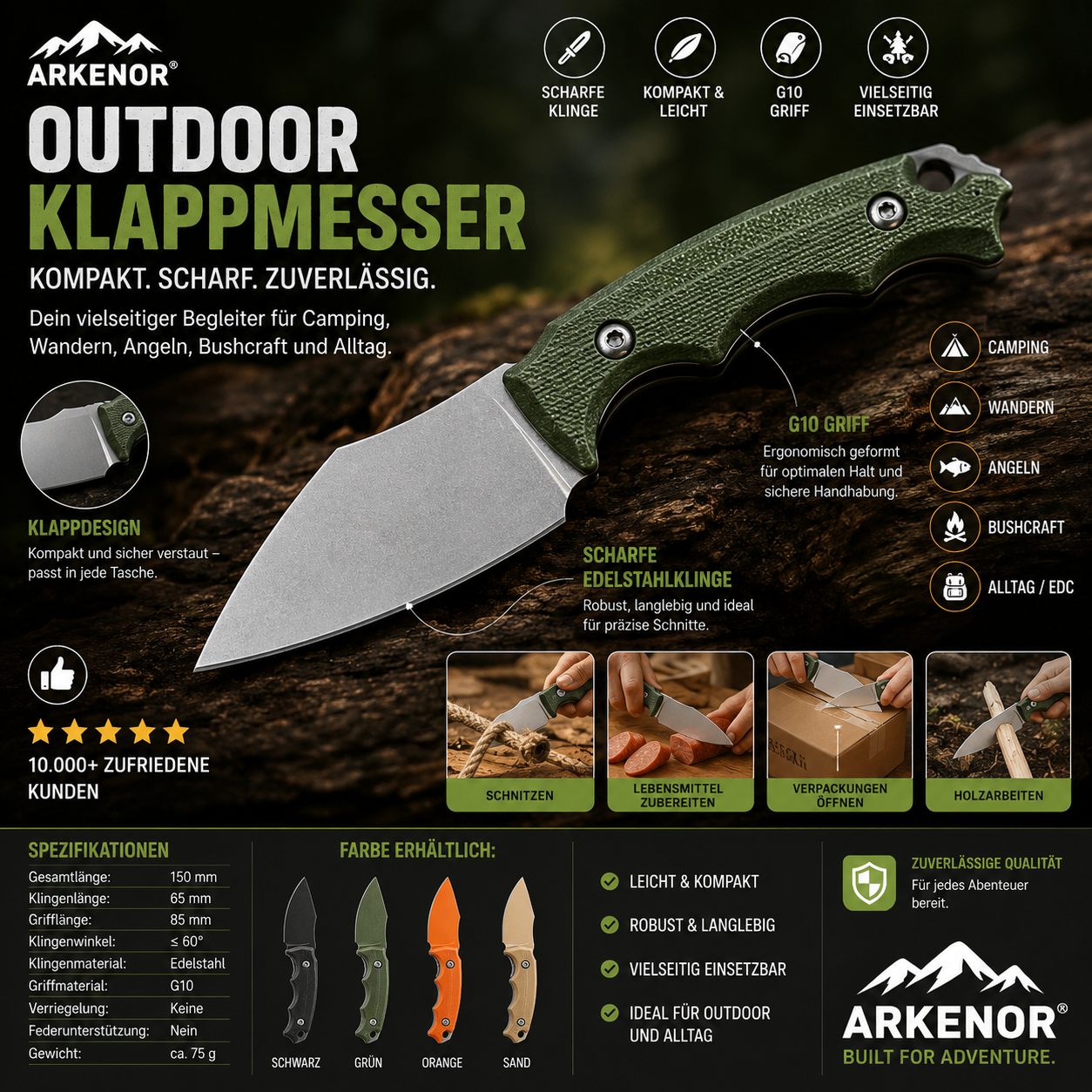 Arkenor Damast-Style Outdoor Klappmesser