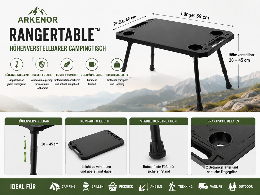 Arkenor RangerTable™ Mehr Komfort für deine Outdoor-Küche.