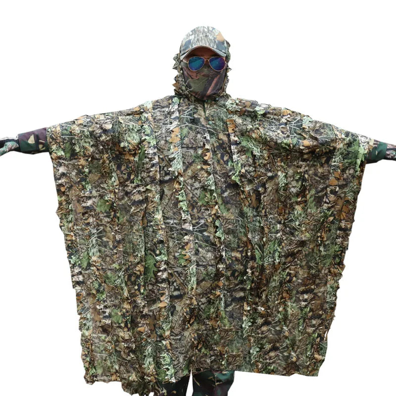 3D Tarn-Poncho Outdoor – Camouflage Tarnumhang für Bushcraft, Naturbeobachtung & Outdoor