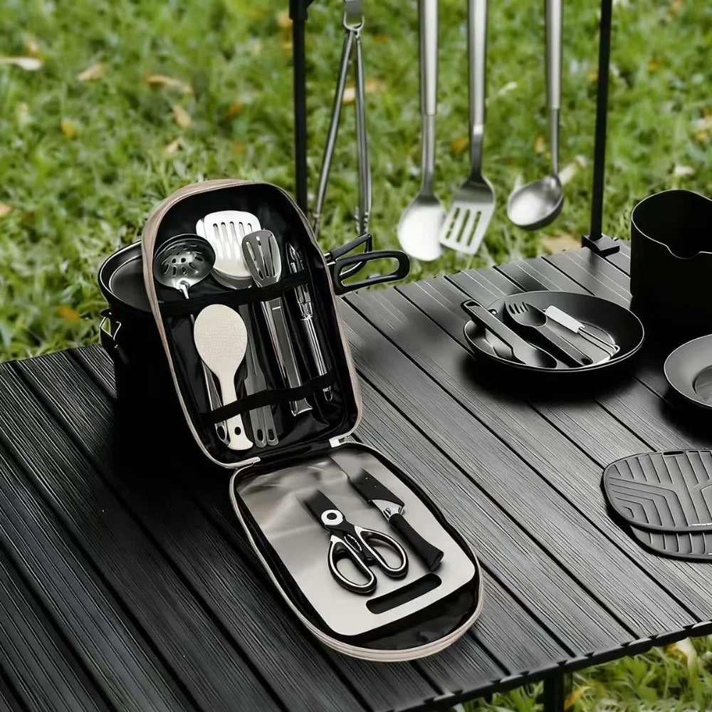 Arkenor CampKitchen™ | Camping-Küchenutensilien-Set mit Aufbewahrungstasche