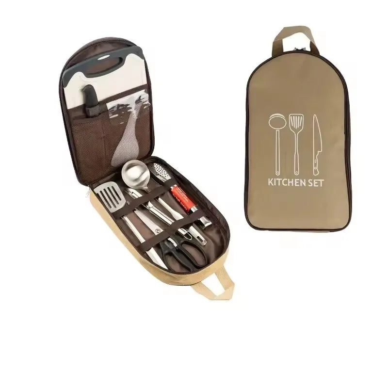 Arkenor CampChef™ – 8-teiliges Camping-Kochgeschirr & Besteckset