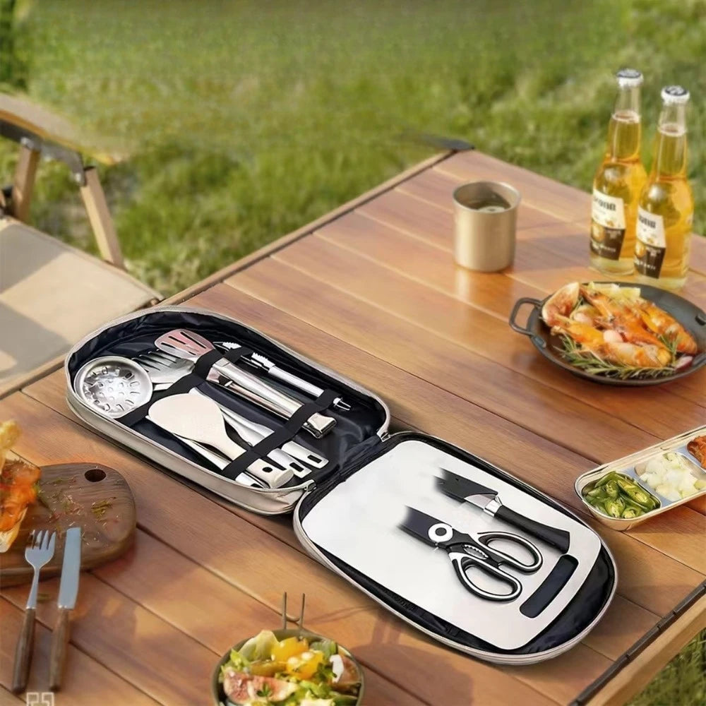 Arkenor CampKitchen™ | Camping-Küchenutensilien-Set mit Aufbewahrungstasche