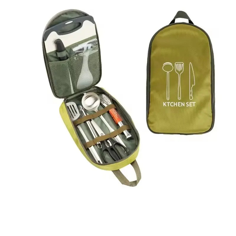 Arkenor CampChef™ – 8-teiliges Camping-Kochgeschirr & Besteckset