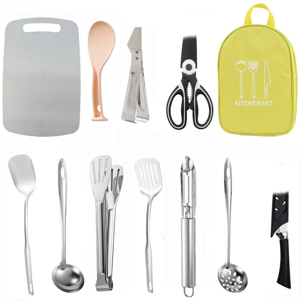 Arkenor CampKitchen™ | Camping-Küchenutensilien-Set mit Aufbewahrungstasche