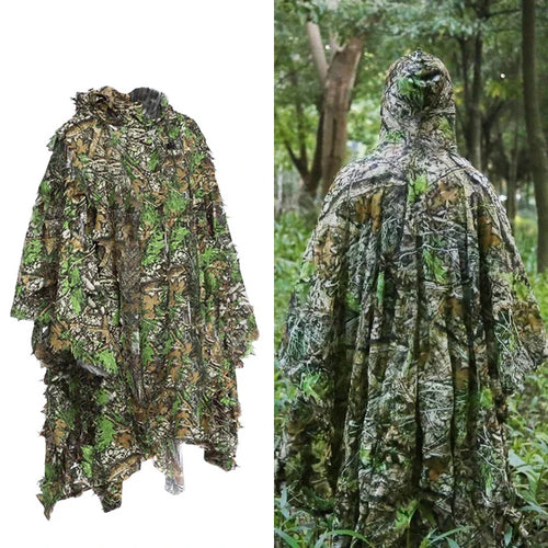 3D Tarn-Poncho Outdoor – Camouflage Tarnumhang für Bushcraft, Naturbeobachtung & Outdoor