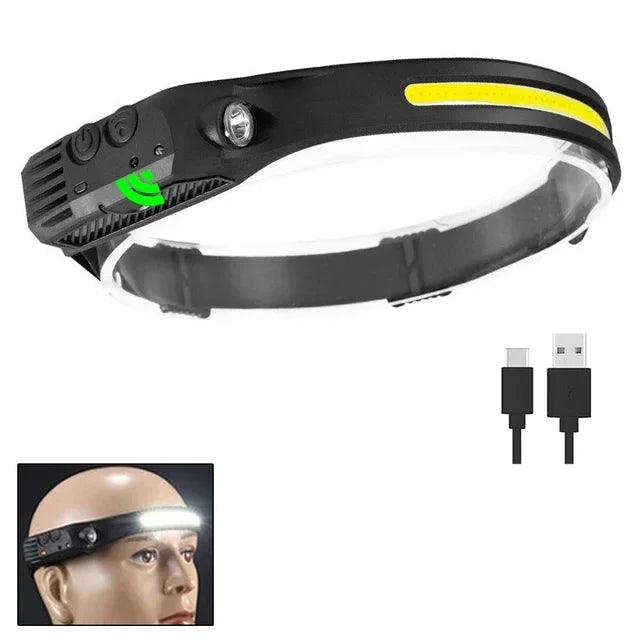 LED-Stirnlampe mit Bewegungssensor – 230° Weitwinkel & USB wiederaufladbar