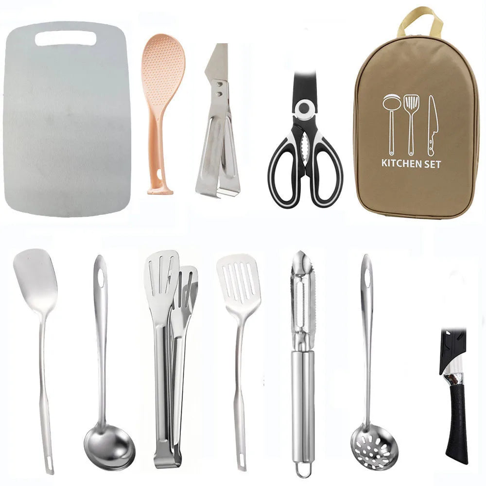Arkenor CampKitchen™ | Camping-Küchenutensilien-Set mit Aufbewahrungstasche