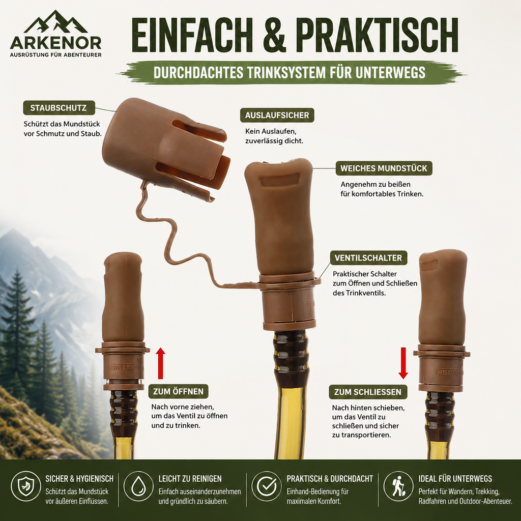 Arkenor Trinkrucksack 3L – Hydration Pack mit Trinkblase für Wandern & Fahrrad