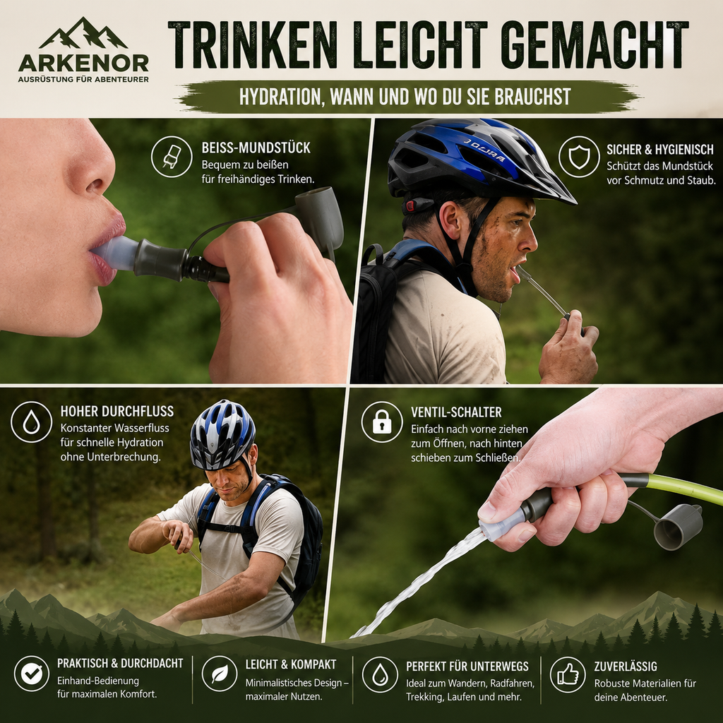 Arkenor Trinkrucksack 3L – Hydration Pack mit Trinkblase für Wandern & Fahrrad